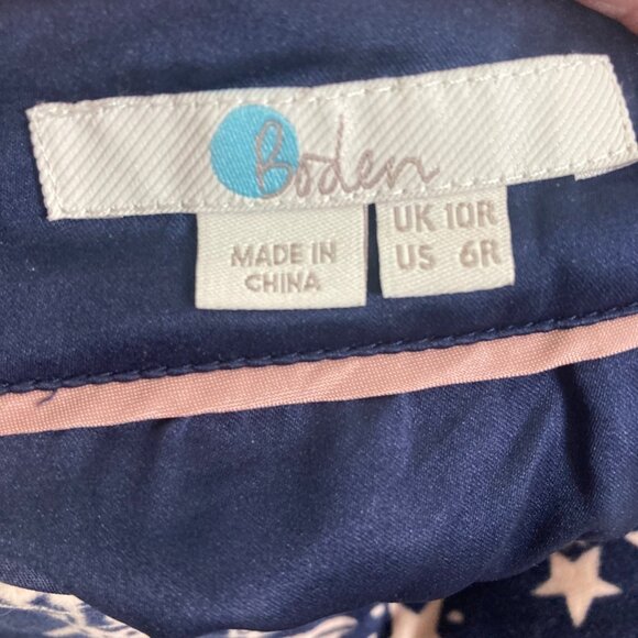 Boden Mimi Velvet Mini Skirt 6 Blue Bird Star Whimsical Print Holiday Festive - Picture 4 of 9